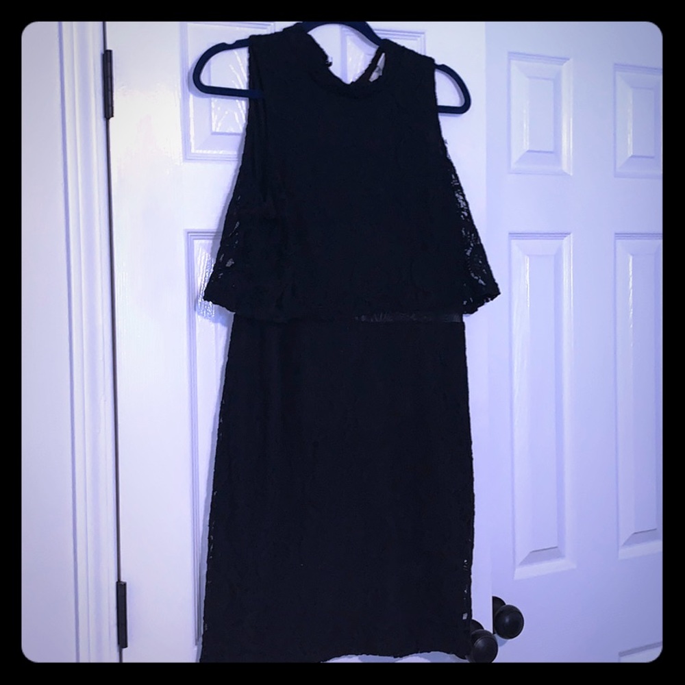 Black lace mini dress